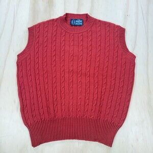 VTG Lady Woolcott Women's Red Knit 100% Botany Wool Vest Sz Med Made In UK